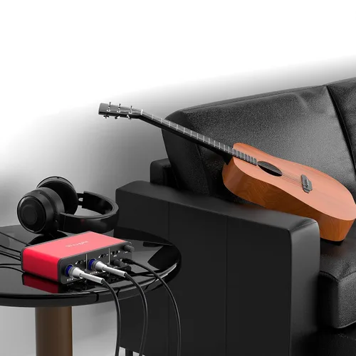 Vista 7 de Wrugste Interfaz de audio USB +48V Alimentación Phantom 24Bit/192kHz para grabación, podcasting y streaming Ultra-baja latencia Plug and Play Libre