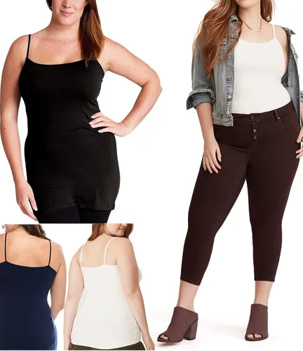 Vista 98 de Emmalise Camisola larga casual básica para mujer, con tirantes ajustables, top en capas