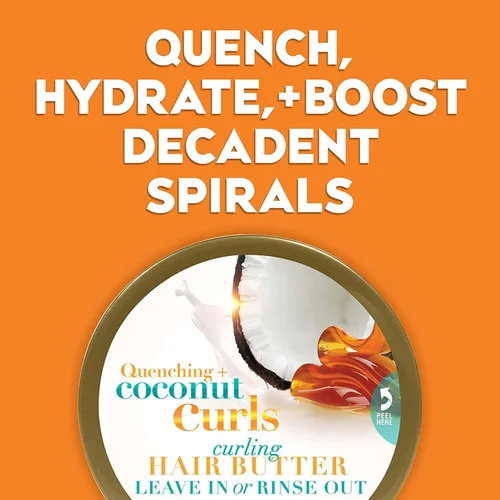 Vista 3 de Ogx Quenching Plus Coconut Curls Manteca para cabello dañado, 6.6 onzas fluidas