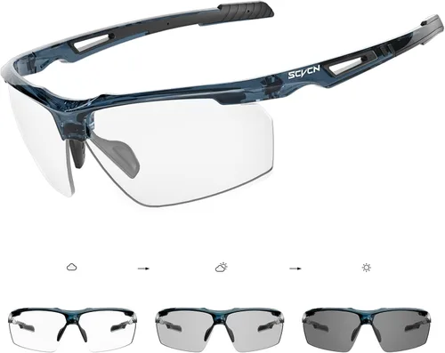 Vista 9 de SCVCN Gafas de sol deportivas fotocromáticas para ciclismo, gafas transparentes para hombres y mujeres, protección UV400, MTB BMX, pesca, correr, S86