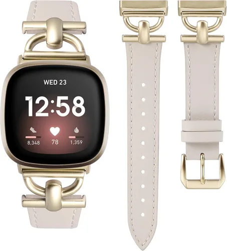 Vista 14 de Wearlizer Correa de cuero compatible con Fitbit Versa 3/4 Sense 2, correa de cuero elegante con hebilla de metal en forma de D para reloj