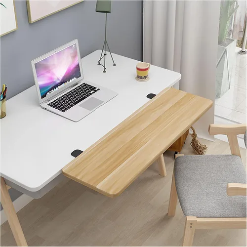 Vista 7 de Y&J Extensor de escritorio grande con abrazadera, bandeja de teclado sin perforaciones, soporte de brazo mesas plegables fáciles de limpiar