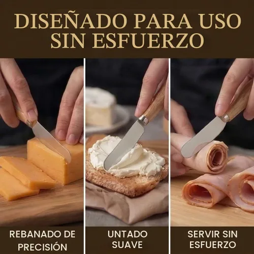 Vista 6 de Pequeños cuchillos esparcidores de queso, mango de madera, 5 pulgadas, cuchillos de cóctel de acero inoxidable para condimentos, queso, mantequilla