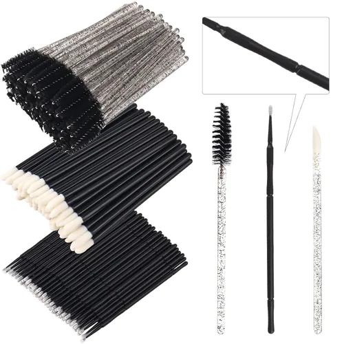 Vista 8 de Kit de suministros para extensión de pestañas de 300 piezas, cepillos desechables para pestañas, micro hisopos, varitas para máscara, cepillos