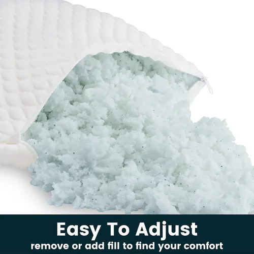Vista 6 de ZenCloud - Almohada de espuma viscoelástica de gel calmante para dormir de lado, espalda y estómago, tamaño King, con extracto de cáñamo, relleno