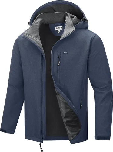 Vista 10 de 33,000ft Chaqueta Softshell para hombre con capucha, forro polar, ligera, impermeable, para senderismo