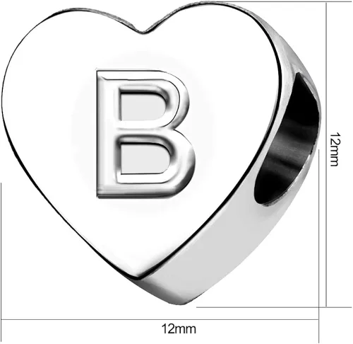 Vista 2 de TGLS - Abalorio de corazón con letra A a Z, diseño de corazón y texto en inglés