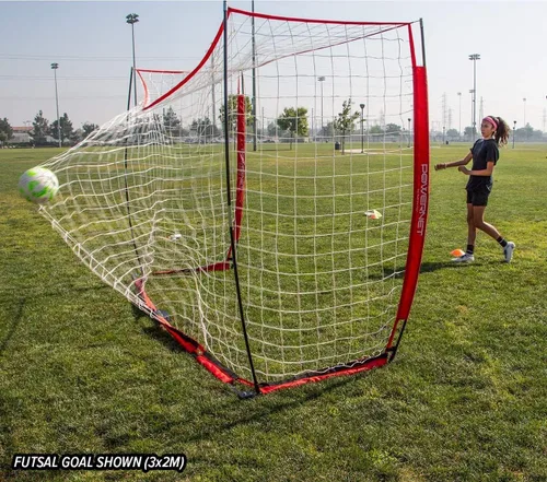 Vista 3 de PowerNet Carli Lloyd - Paquete de red portátil estilo arco y bolsa de transporte de pelota grande, configuración rápida ultra portátil, portería