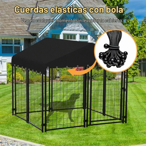 Vista 3 de Funda para perrera de 8.3 x 4.1 pies, tela Oxford resistente al agua 600D, cobertura completa, cubierta al aire libre, a prueba de lluvia, nieve