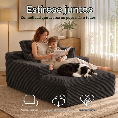 Vista 8 de Sillón deshuesado de gran tamaño de 68 pulgadas, sofá de lectura Gris oscuro