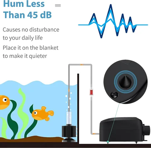 Vista 5 de Uniclife - Bomba de aire ajustable para acuario, 4 LPM y 2 salidas de oxígeno con accesorios, tanque de peces de 100 galones