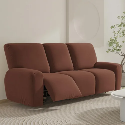 Vista 16 de vctops Fundas para sofá reclinable de 3 cuerpos, elásticas, de punto, suaves, lisas, antideslizantes, para sofá, protector de muebles con parte Café