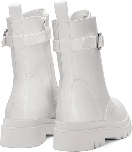 Vista 3 de DREAM PAIRS Botas de combate Chelsea con plataforma para mujer, con cordones y suela de hebilla