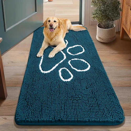 Vista 127 de Smiry Tapete para puerta de perro para patas fangosas, absorbente y Gris y negro