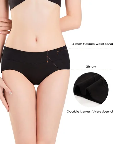 Vista 2 de INNERSY Ropa interior de algodón elástico para niñas adolescentes, calzones cómodos de tiro medio, paquete de 6