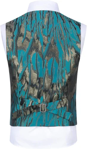 Vista 5 de SWOTGdoby Traje de esmoquin para niños, vestido formal de jacquard de 3 piezas, blazer y chaleco