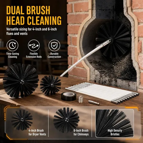 Vista 3 de Didiseaon 20 Feet Chimney Sweep Kit Flexible Chimney Brush Set