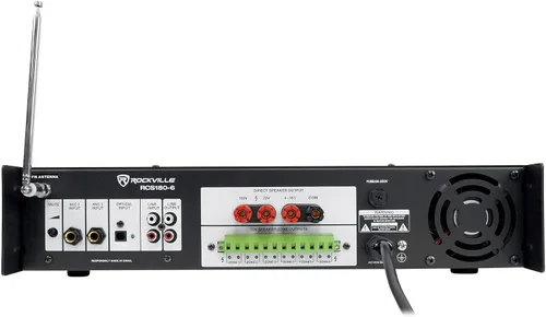 Vista 4 de Rockville Paquete RCS180-6: Amplificador de sistema de audio doméstico de 180 vatios 6 zonas 70V, (4) pares CC65T 6.5 "altavoces de techo blancos