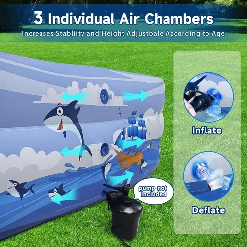 Vista 3 de Piscina inflable para niños y adultos, 102 x 63 x 22 pulgadas, piscinas inflables familiares de tamaño completo para niños, piscina gruesa