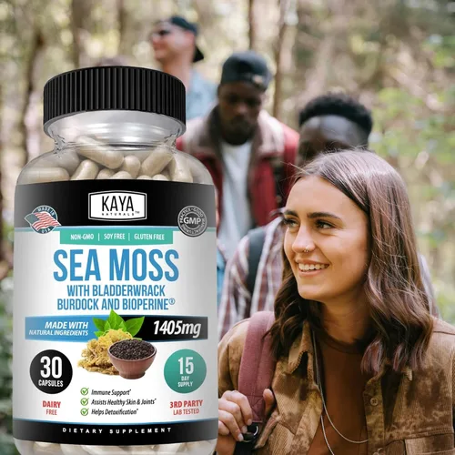 Vista 8 de Kaya Naturals Sea Moss - Suplemento de movilidad para hombres y mujeres, con raíz de bardana, musgo irlandés, vejiga y bioperina, para la salud
