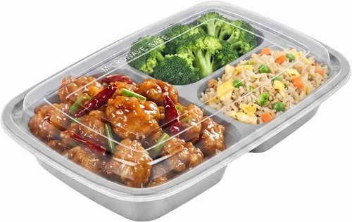 Vista 22 de Asporto - Cajas para llevar con compartimentos de 32 onzas, 50 recipientes para preparar comidas para microondas, 2 compartimentos, con tapas