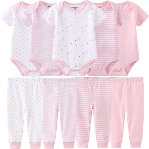 Vista 87 de Conjunto de canastilla para bebé, 9 piezas, conjunto de mamelucos y pantalones, conjunto de regalo unisex para bebé