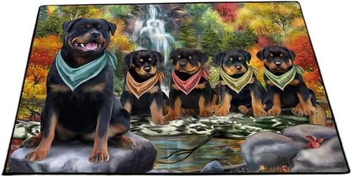 Vista 22 de Doggie of the Day Rottweiler Dogs Floor Mat - 4th of July Independence Day - Best Dog Doormat - Protector Decor - Unique Portrait Art - Premium