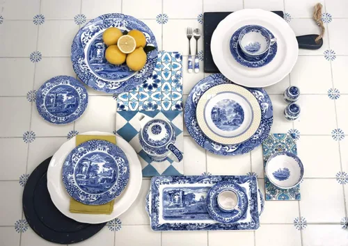 Vista 5 de Spode. Platos georgianos azules. Conjunto de 6, en varios motivos.