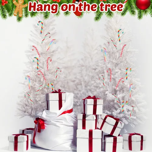 Vista 5 de Giegxin 60 piezas de bastón de caramelo de Navidad para manualidades, arcilla plástica falsa de caramelo, decoraciones de menta mini arcoíris
