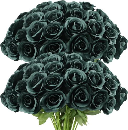 Vista 31 de LVEFIT - 12 rosas artificiales de otoño para decoración de otoño Beige