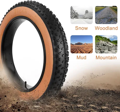 Vista 3 de Set of 20x4.0 Fat Tire and Tube, Puncture Resistant Folding Bike Tire Set 102-406 Compatible with E-Bike Mountain Bike MTB Bicycle All-Terrain
