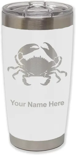 Vista 31 de LaserGram Vaso aislado al vacío de 20 onzas, cangrejo, grabado personalizado incluido (camuflaje verde)