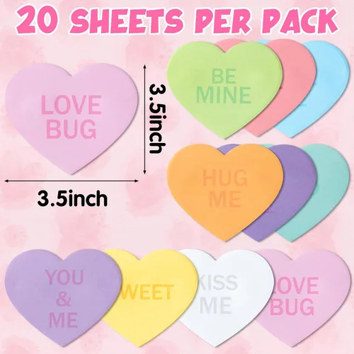 Vista 2 de TICIAGA 30 unidades de notas adhesivas de corazón de amor, conversación romántica, notas autoadhesivas, mini blocs de notas inspiradoras