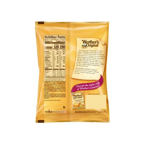 Vista 2 de Werther's Original - Caramelos cubiertos de chocolate, suaves y masticables envueltos individualmente, dulces para fiestas o vacaciones, bolsas