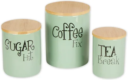 Vista 18 de DII Accesorios de cocina Colección retro, cerámica, juego de recipientes, aguamarina, 3 piezas