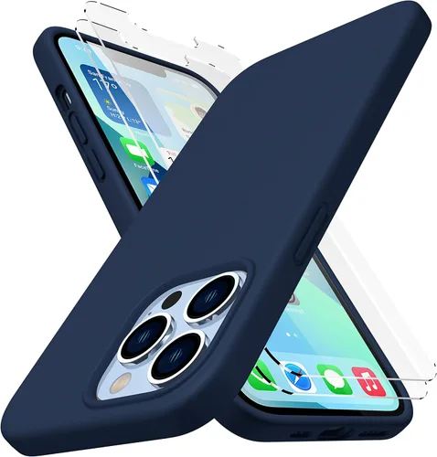 Vista 20 de CellEver Funda de silicona resistente para iPhone 12 y 12 Pro, dos protectores de pantalla de vidrio inastillables, protección militar contra Negro