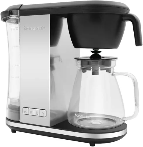 Vista 8 de Bonavita Enthusiast Cafetera de goteo de 8 tazas, para verter, máquina de café certificada SCA con jarra de vidrio, panel de acero inoxidable Negro