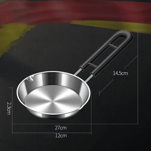 Vista 7 de RSBFER Mini sartén antiadherente para huevos, sartén de acero inoxidable 304, sartén de cocina para tortilla, bistec, panqueques, 4.7 in