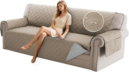 Vista 28 de PrinceDeco Funda para Silla y Sofá Impermeable Funda de Sillón Sofá Antideslizante Funda de Sofá Protector de Muebles con Correas Elásticas
