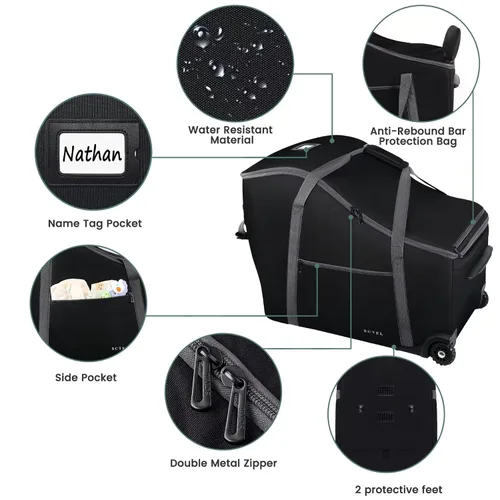 Vista 5 de Bolsa de viaje para asiento de coche infantil SCTEL Compatible con Doona, asiento de coche y base, Chicco Keyfit 35 y base, bolsa de viaje Doona