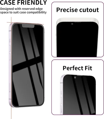 Vista 5 de Paquete de 3 protectores de pantalla de privacidad para iPhone 14 Pro Max, vidrio templado de 17 cm, protector privado, antiespía, protección