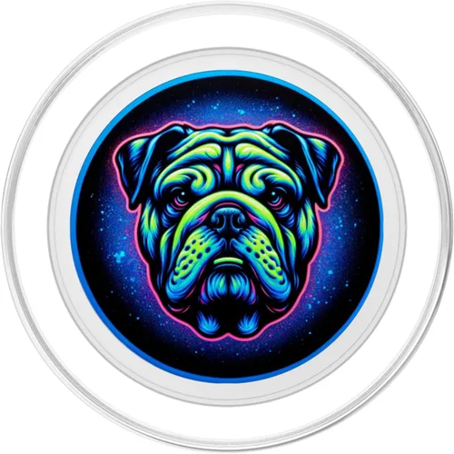 Vista 2 de Vibrante Bulldog Inglés Blacklight Art PopSockets MagSafe PopGrip para iPhone