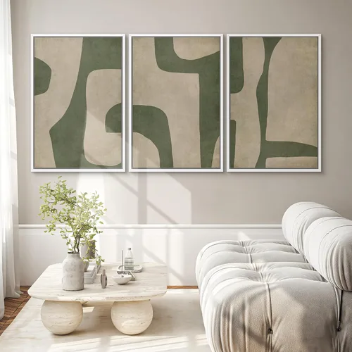 Vista 157 de SIGNWIN Lienzo enmarcado para pared, juego de arte neutro de bosque brumoso, ilustraciones en tono tierra, arte moderno, decorativo, bohemio
