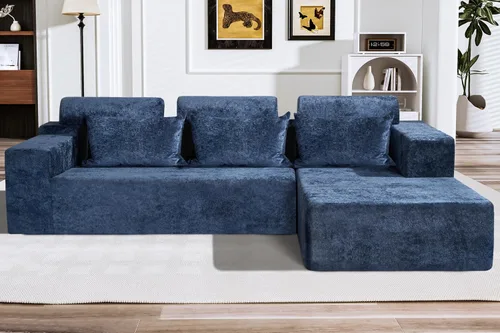 Vista 47 de HABUTWAY Sofá modular modular de 101 pulgadas con asiento profundo, moderno sofá convertible en forma de L, sofá tapizado con diván para sala