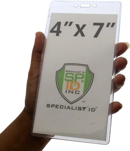 Vista 2 de Soporte extra grande de 4 1/8 x 7 1/2 para boletos e insignias, plástico transparente resistente de 4 x 7 pulgadas, protector de tarjetas