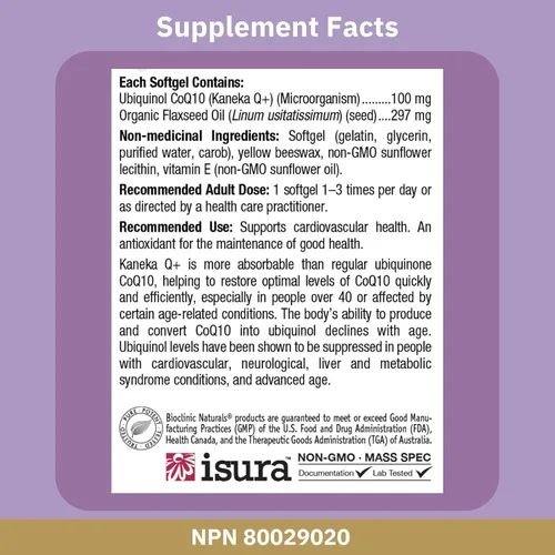 Vista 3 de Bioclinic Naturals Cápsulas blandas de ubiquinol, 60
