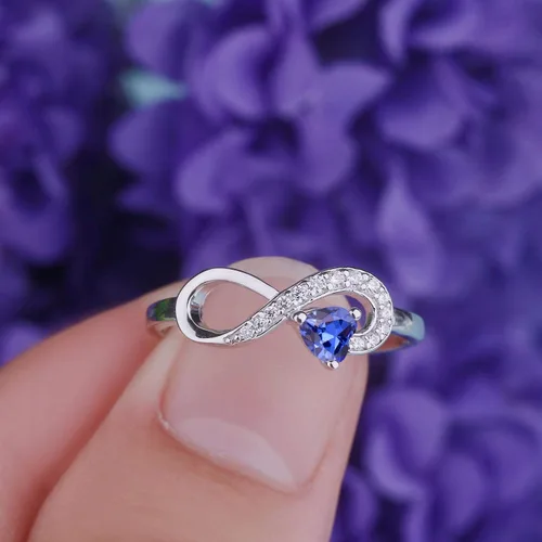 Vista 83 de Anillo Jo Wisdomo de compromiso. de plata esterlina, con corazón e infinito, anillo de amistad, para ella
