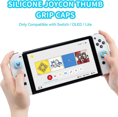 Vista 2 de WISHAVEN Lindas tapas Joycon para agarre de pulgar compatibles con Nintendo Switch Zelda, funda de silicona suave para Nintendo SwitchOLEDLite