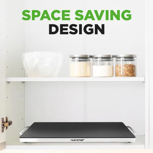 Vista 6 de NutriChef - Charola eléctrica para mantener los alimentos calientes con parte superior de vidrio negro - Ideal para el hogar, buffets, fiestas