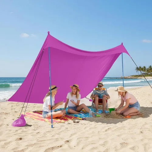 Vista 12 de CROWN SHADES Tienda de campaña de playa de 7 x 7, toldo de playa fácil de desplegar, UPF50+, 2 postes ajustables, turquesa